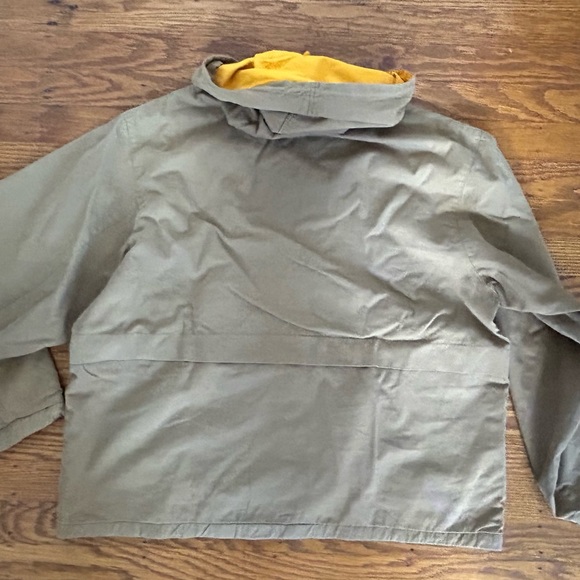 A Japanese-made men’s reversible hoodie, mustard and khaki color, cotton. - Picture 3 of 4